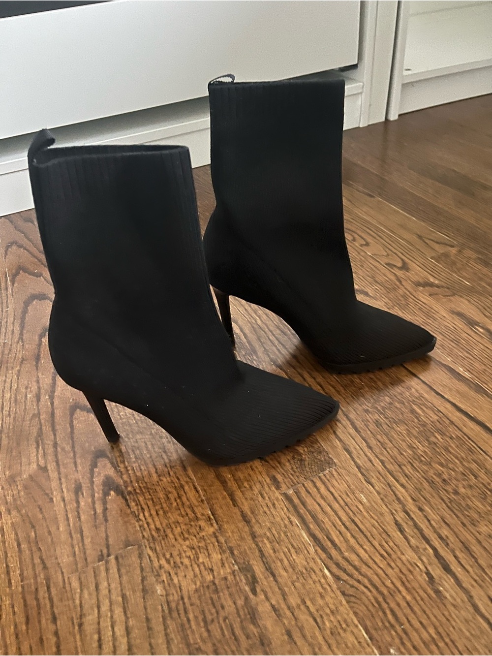 Mix No. 6 Black Ribbed Sock Ankle Boots